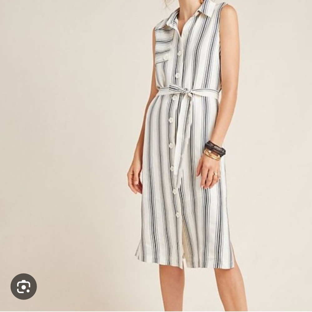 Anthropologie Maeve Esther Striped Midi Dress Size 2 cottagecore Resortwear